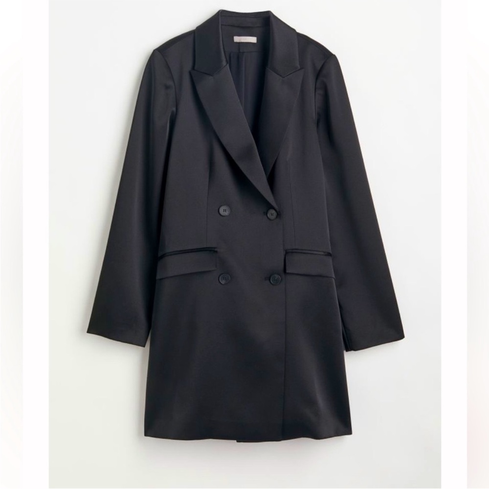H&M satin Elegant Black Women's blazer style button up